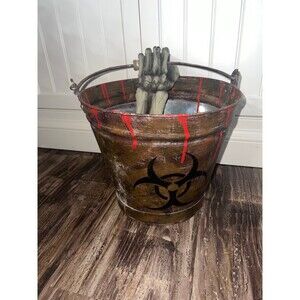 Vintage Skeleton Bucket Mister Halloween  decor rare